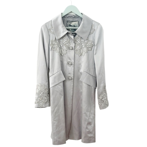 Biya Johnny Was Silver silk embroidered coat size medium - Picture 1 of 10